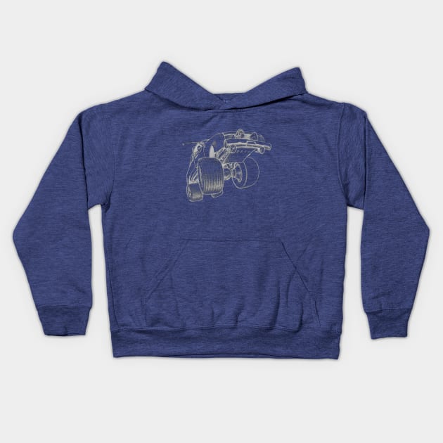 Monster Truck Sketch Kids Hoodie by Azul